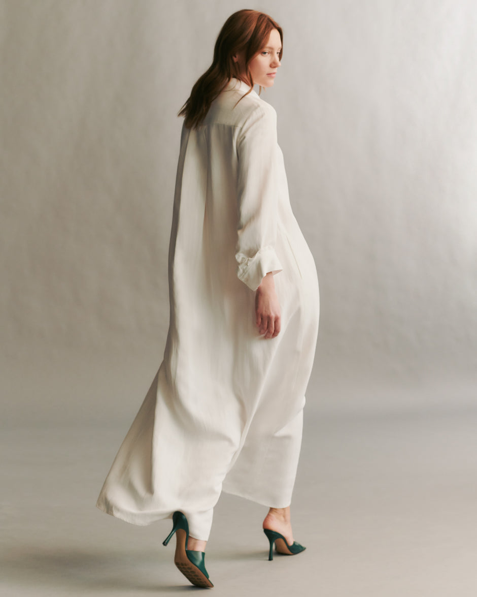TWP White Jennys Gown in coated viscose linen view 3