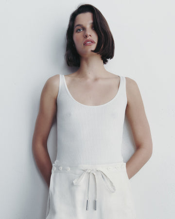 TWP Ivory Knit Tank in Cotton Silk view 2