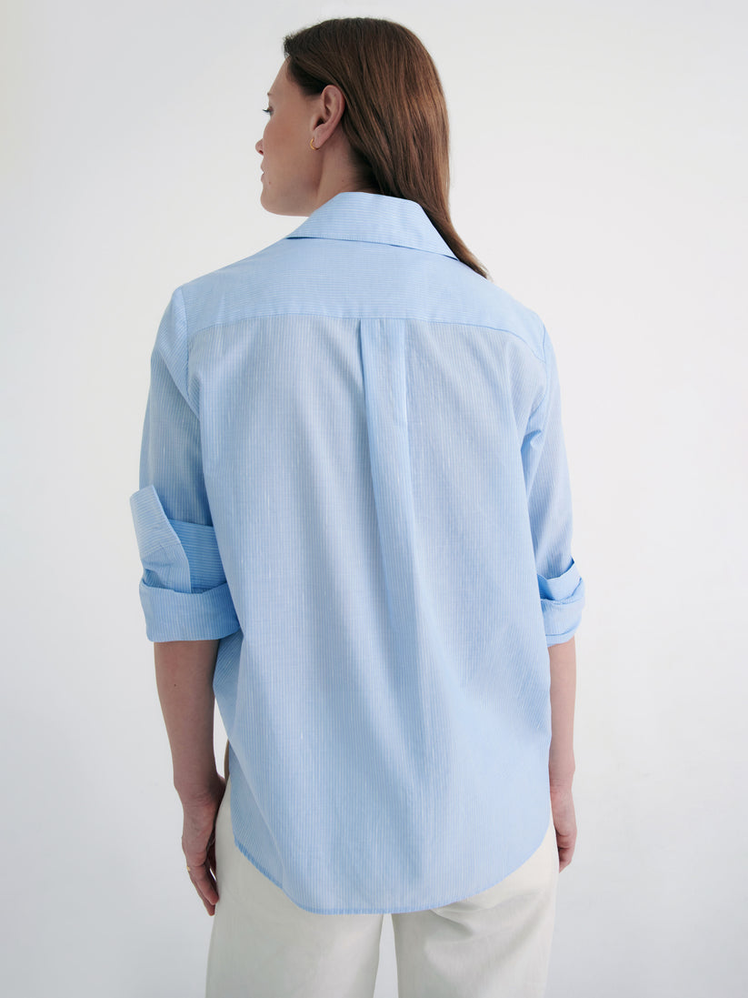 TWP French blue / white Boyfriend Shirt in Linen view 5