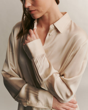 Slim Shirt in Washed Silk Charmeuse