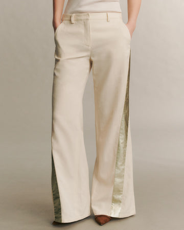 TWP Bone/light gold Stay Golden Pant in Cotton Linen view 3