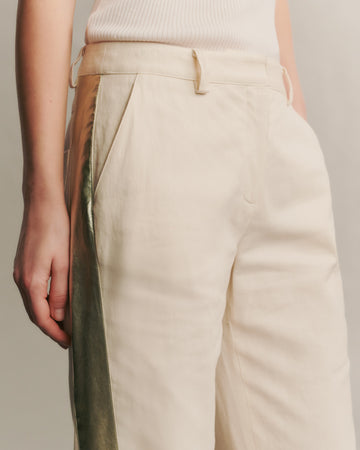 TWP Bone/light gold Stay Golden Pant in Cotton Linen view 7