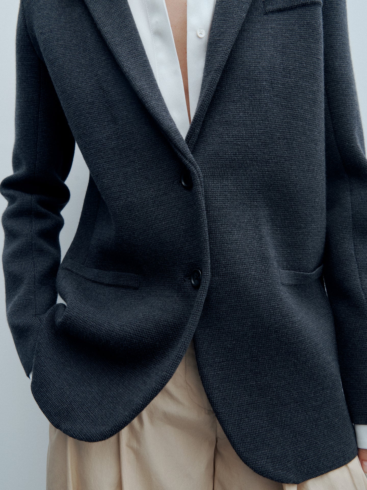 Charcoal heather grey Oversized Boyfriend Blazer in Wool TWP