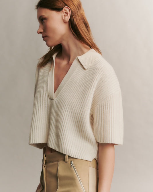 TWP Ivory Tallulah sweater in Cashmere view 1
