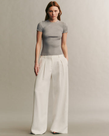 TWP Light heather grey Tease top in merino wool view 15