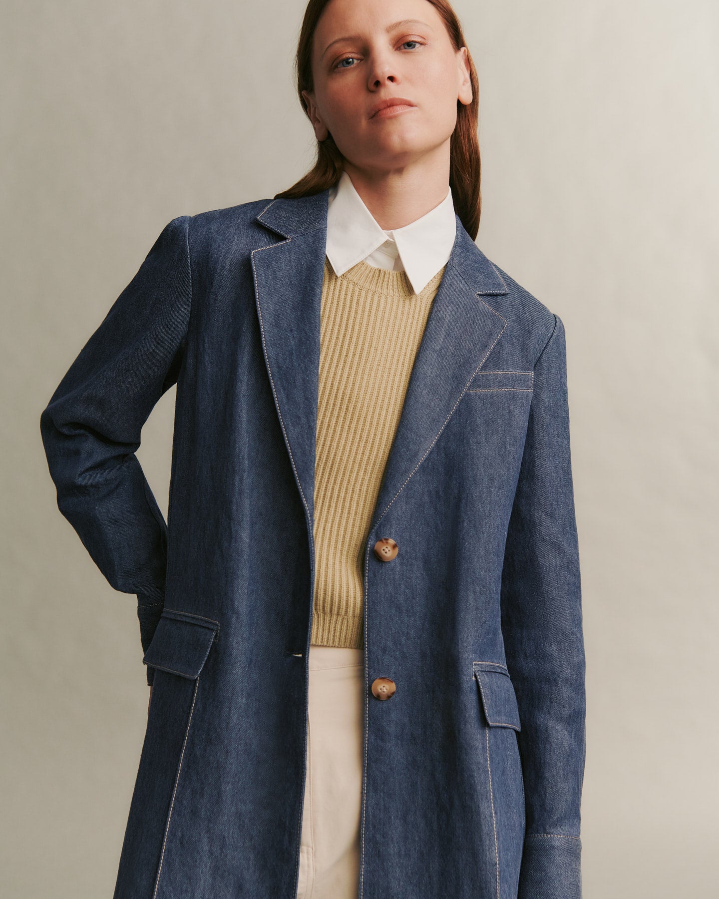 Car Coat in Lightweight Hemp Denim