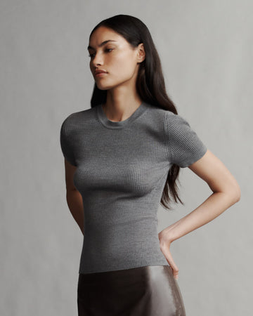 TWP Medium heather grey Tease top in Merino Wool view 20