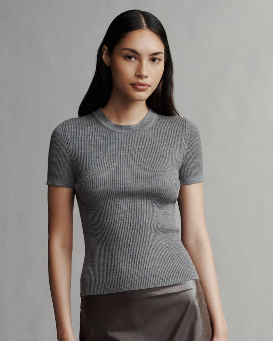 TWP Medium heather grey Tease top in Merino Wool view 1