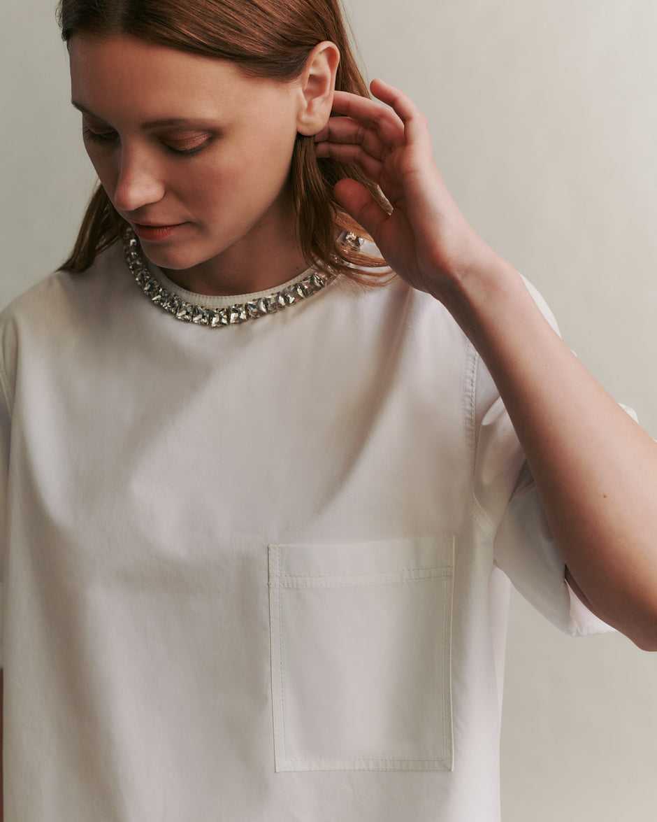 Statement Collar Crystal Shirt