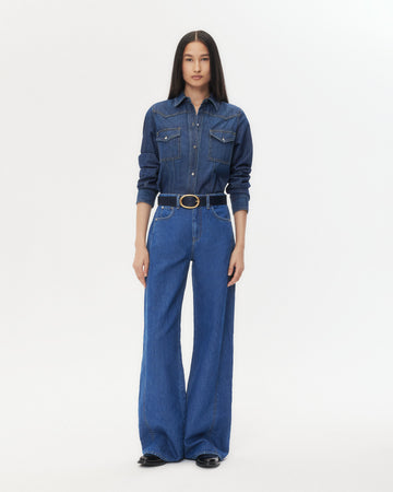 TWP Dark wash West 11th St. Jean in Linen Cotton Denim view 3