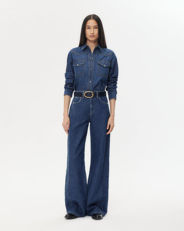 TWP Dark wash West 11th St. Jean in Linen Cotton Denim view 3