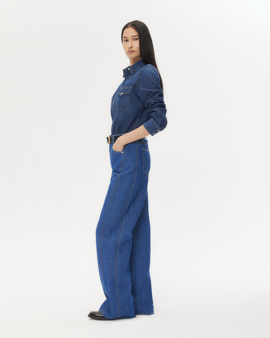 TWP Dark wash West 11th St. Jean in Linen Cotton Denim view 4