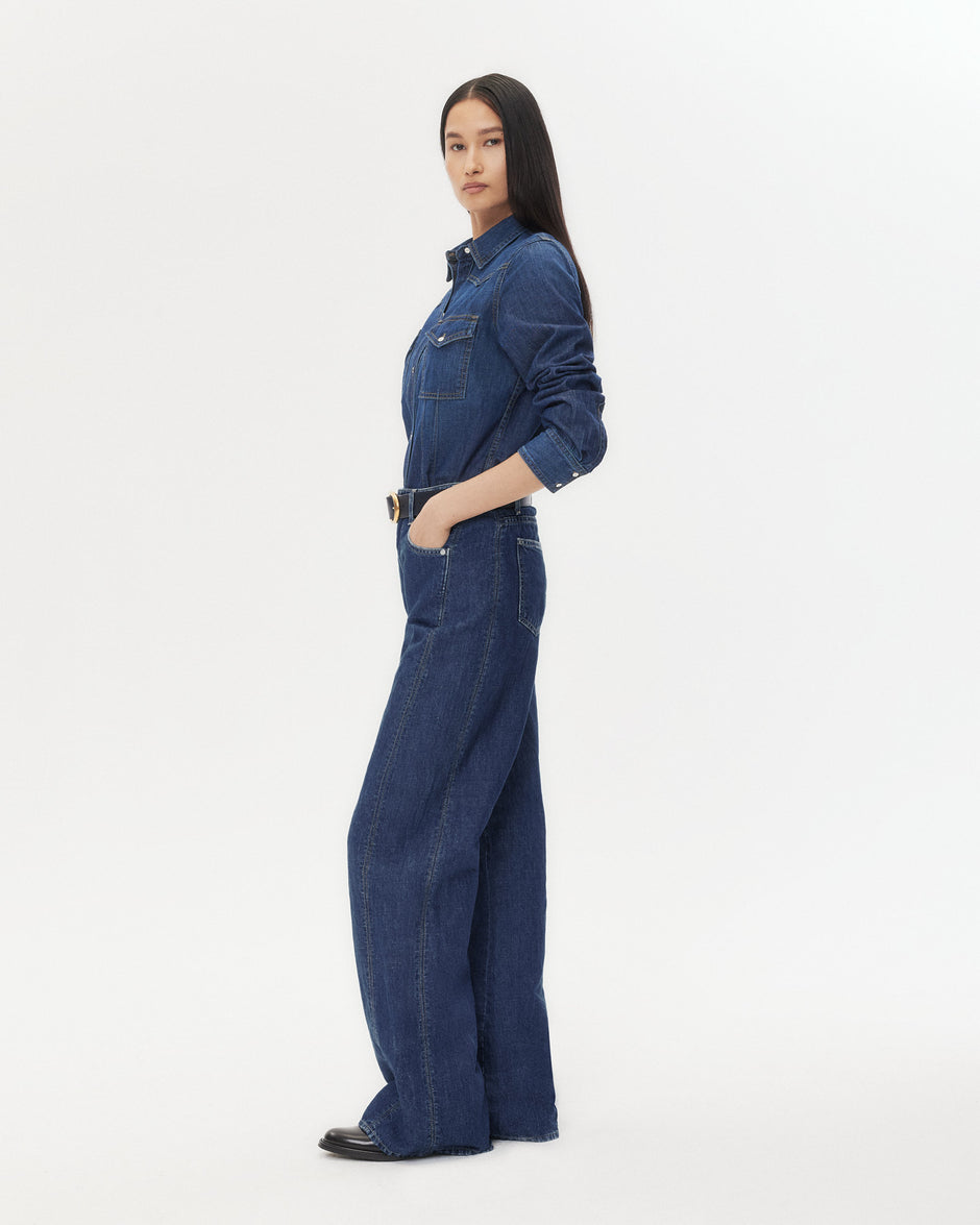 TWP Dark wash West 11th St. Jean in Linen Cotton Denim view 4