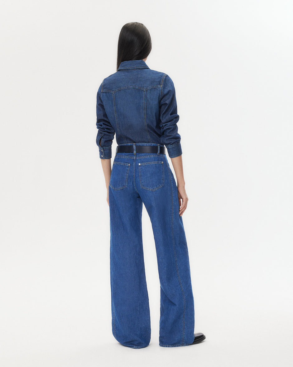 TWP Dark wash West 11th St. Jean in Linen Cotton Denim view 5