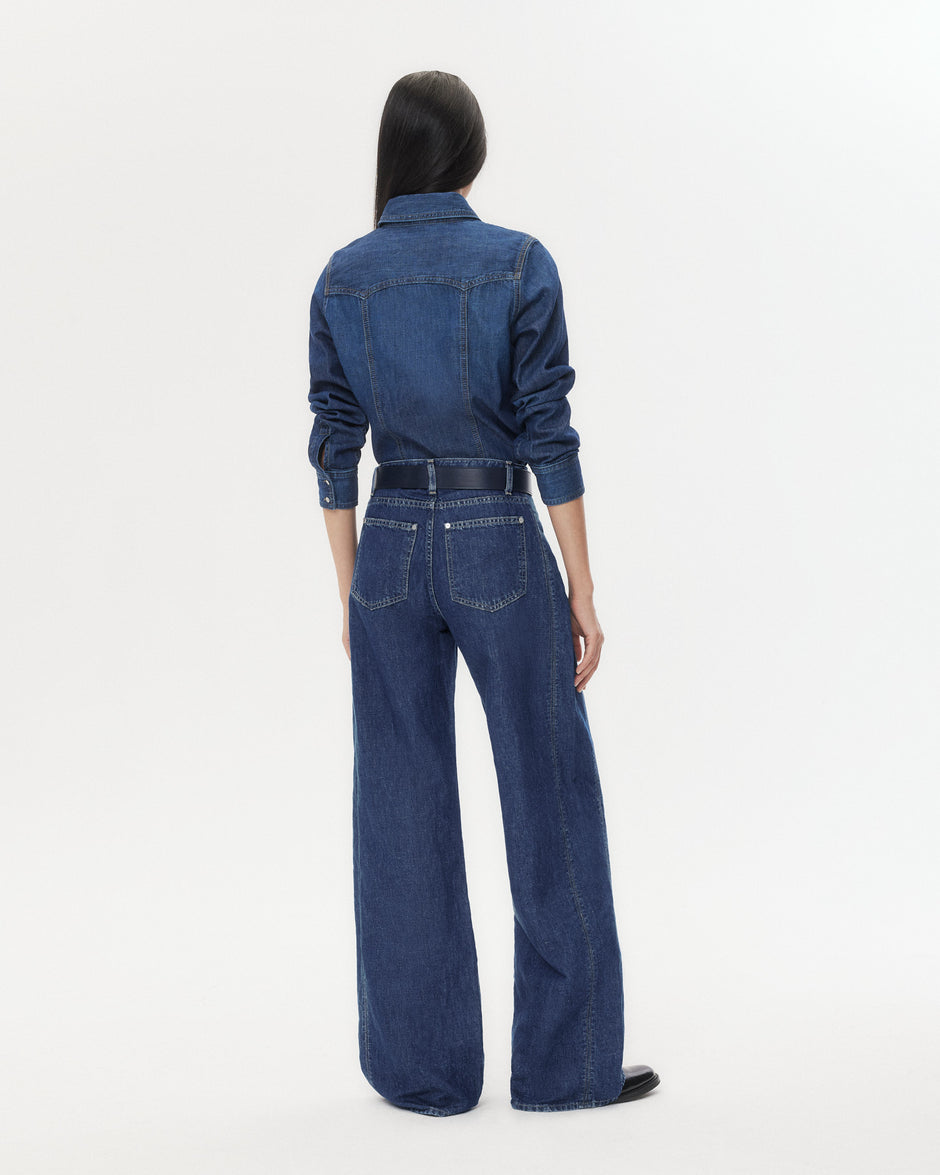 TWP Dark wash West 11th St. Jean in Linen Cotton Denim view 5