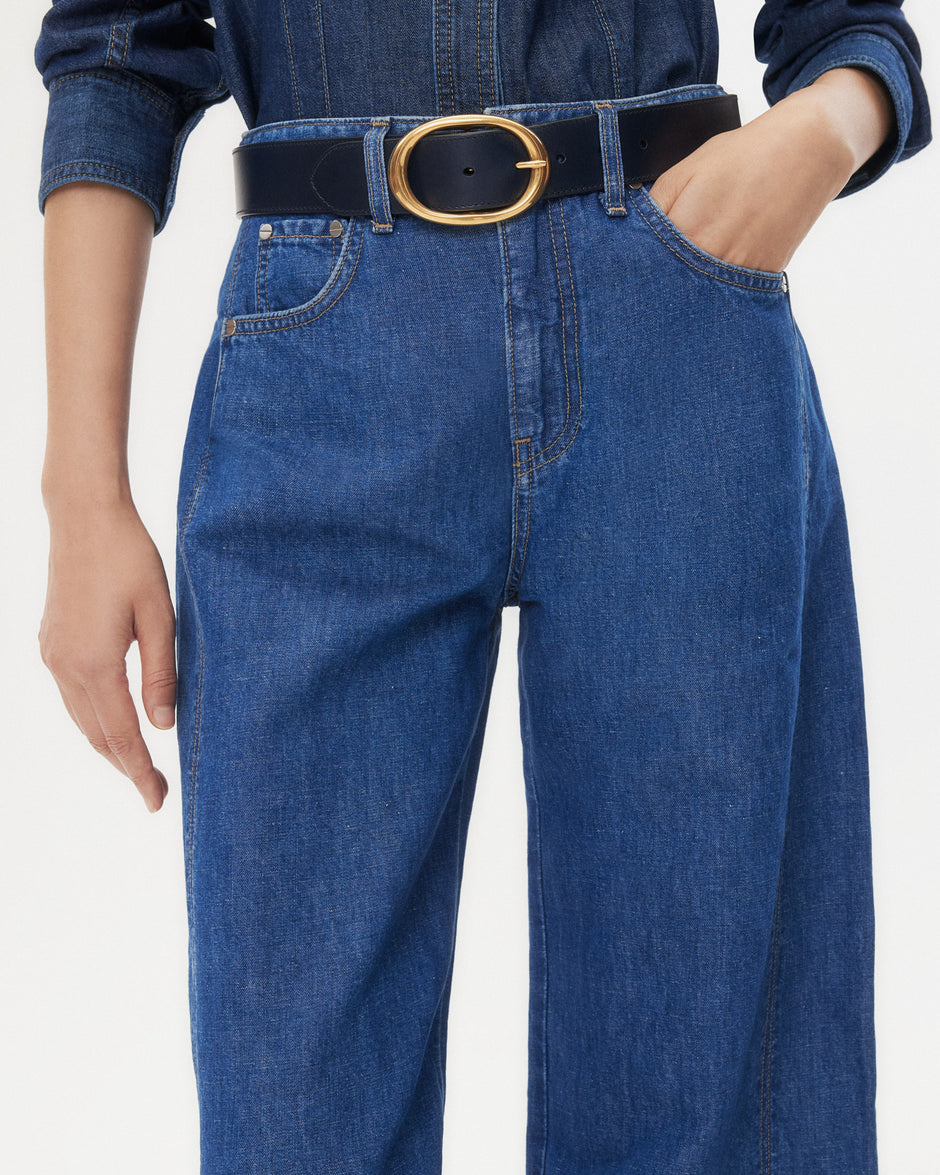 TWP Dark wash West 11th St. Jean in Linen Cotton Denim view 1