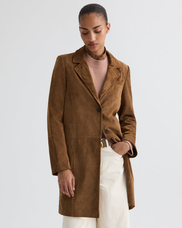 TWP Martora Easy Car Coat in Heavy Suede view 2