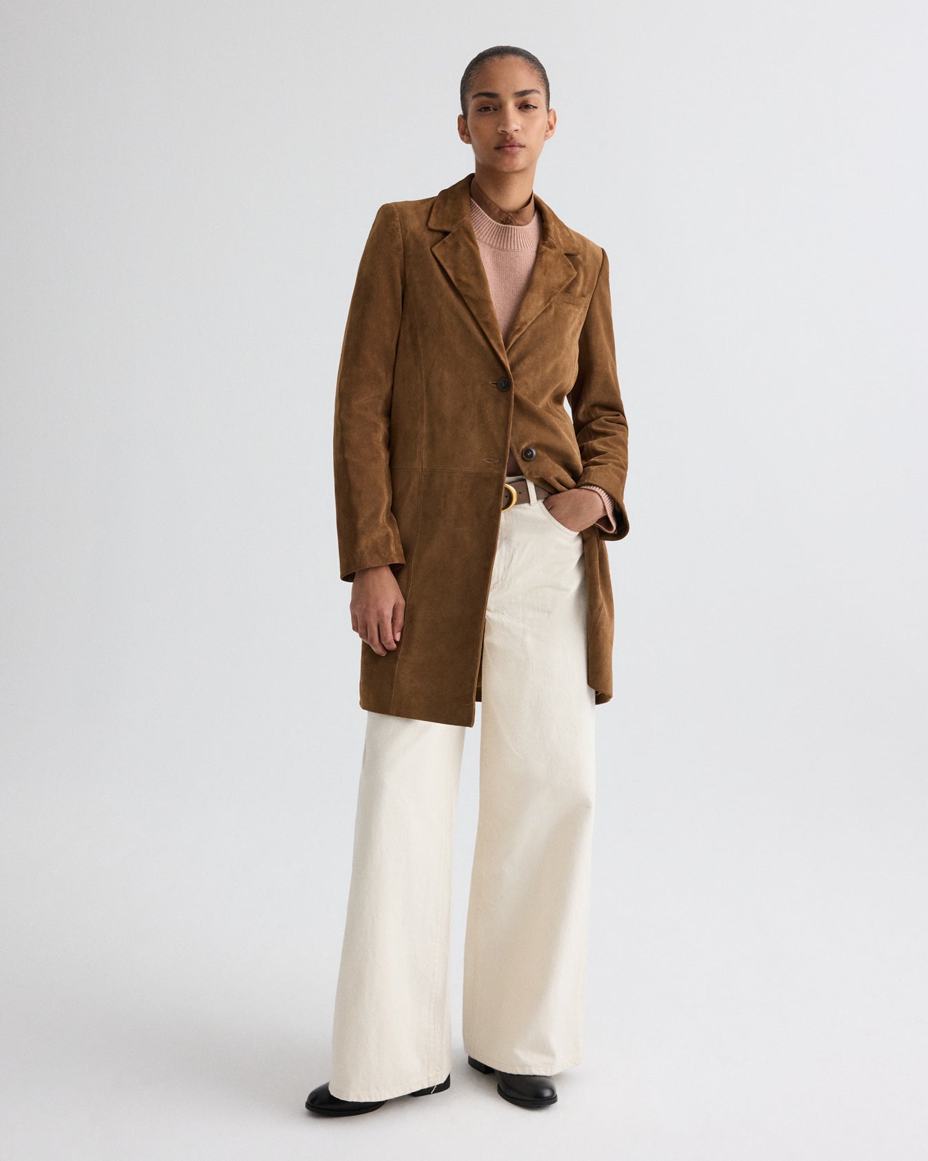 TWP Martora Easy Car Coat in Heavy Suede view 3