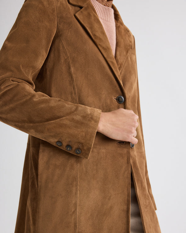 TWP Martora Easy Car Coat in Heavy Suede view 4