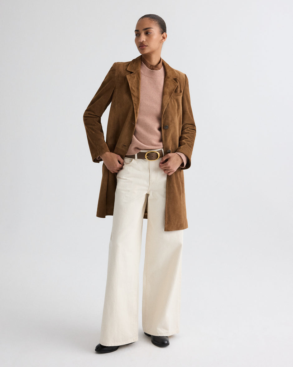 TWP Martora Easy Car Coat in Heavy Suede view 2