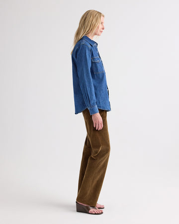 TWP Paris Cowboy Take Me Away Shirt in Denim Shirting view 3