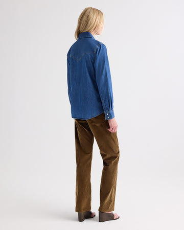 TWP Paris Cowboy Take Me Away Shirt in Denim Shirting view 4