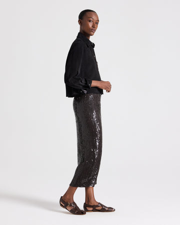 TWP Black Little Big Joe Shirt in Paper Suede view 4