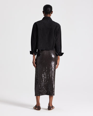TWP Black Little Big Joe Shirt in Paper Suede view 5