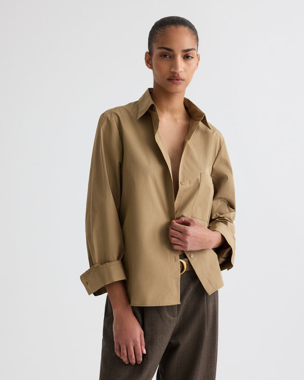 TWP Kelp Next Morning Shirt in Super Compact Poplin view 1