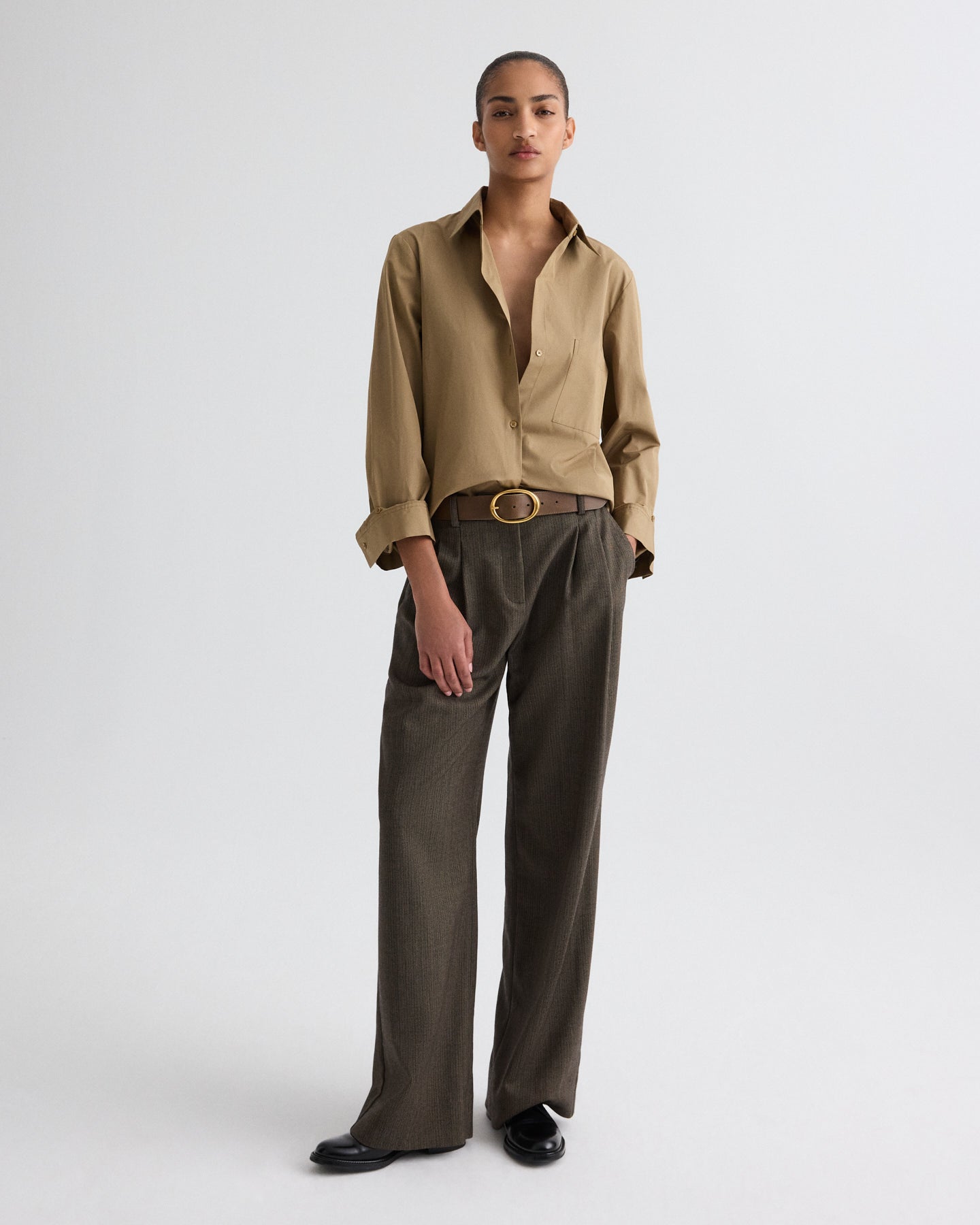 TWP Kelp Next Morning Shirt in Super Compact Poplin view 3