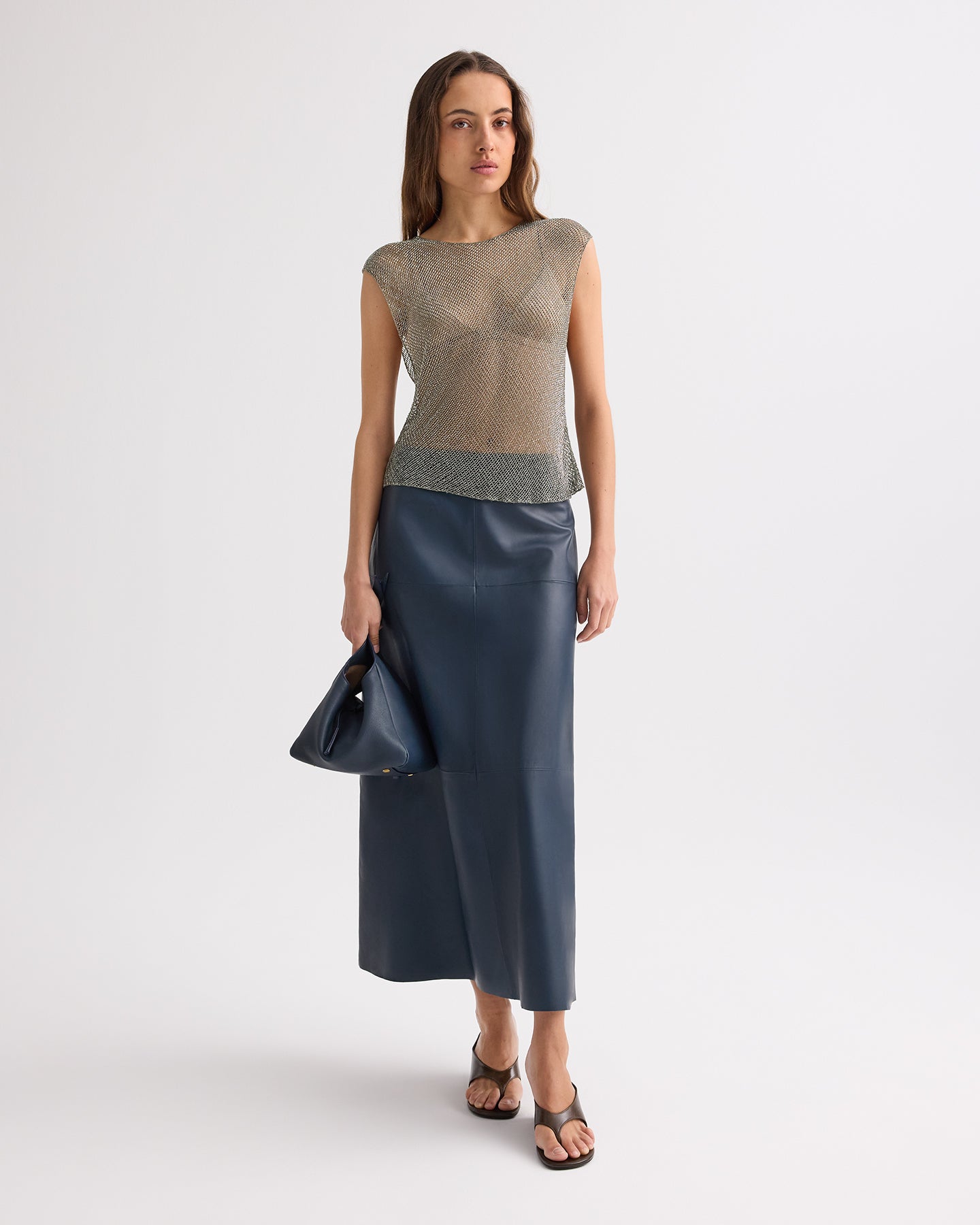 TWP Gunmetal Chloe Top in Micro Bugle Beads view 3