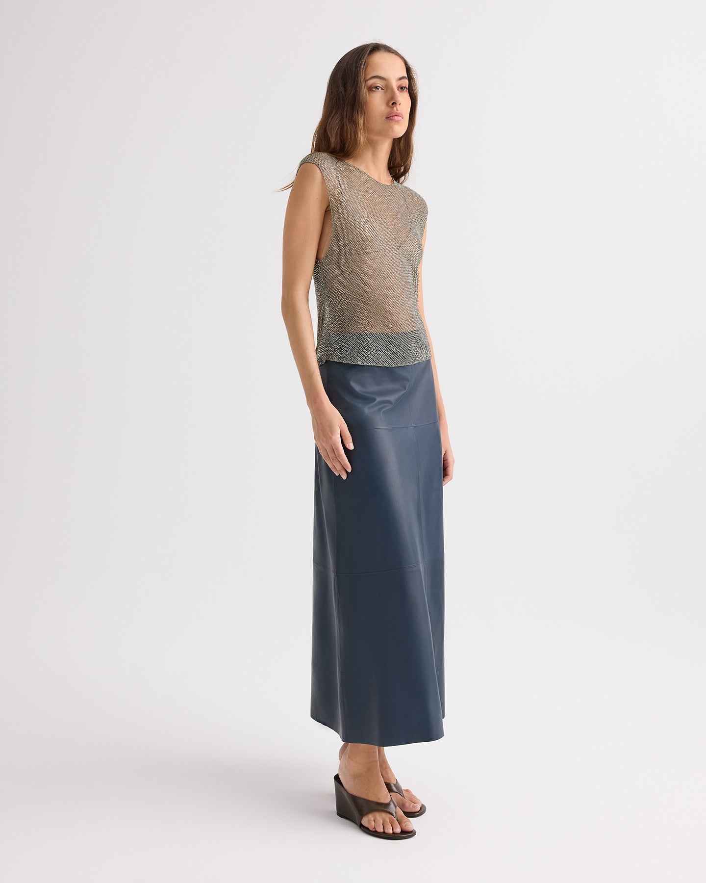 TWP Gunmetal Chloe Top in Micro Bugle Beads view 4