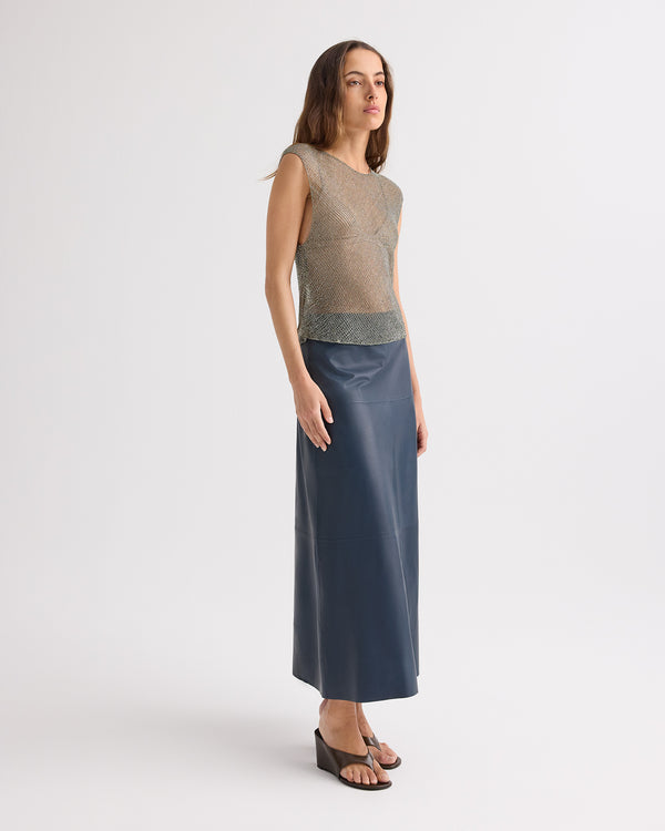 TWP Gunmetal Chloe Top in Micro Bugle Beads view 4