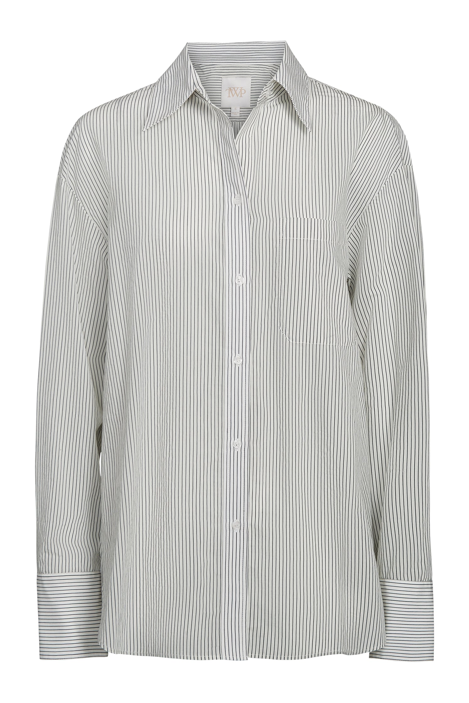 Ivory/forest Big Joe Shirt in Yarn Dye Pinstripe Cotton | TWP