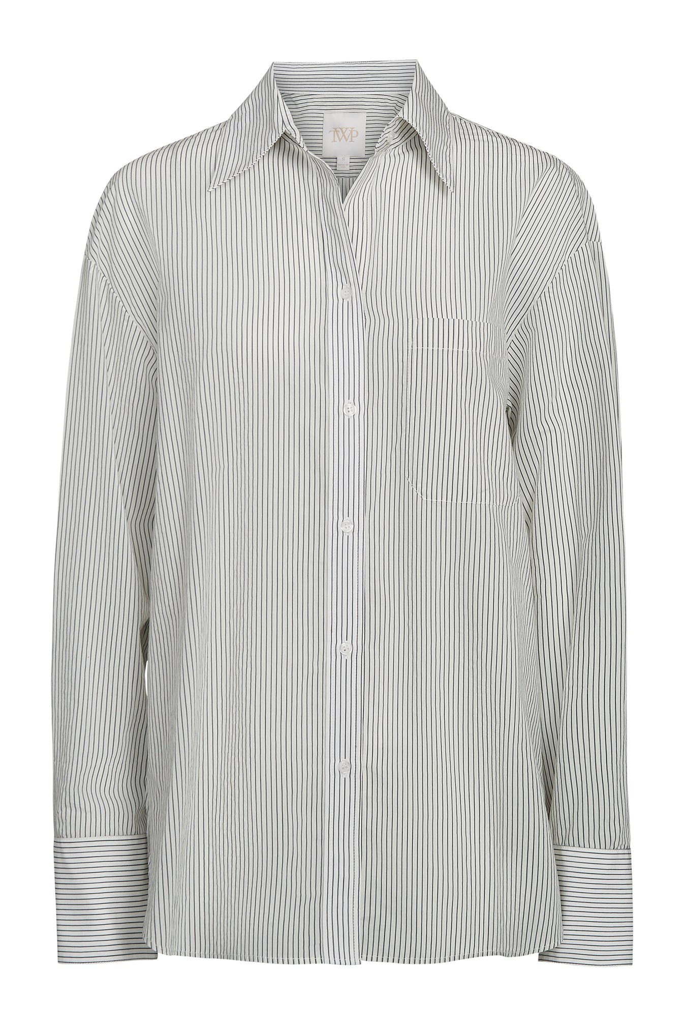 TWP Ivory/forest Big Joe Shirt in Yarn Dye Pinstripe Cotton view 4