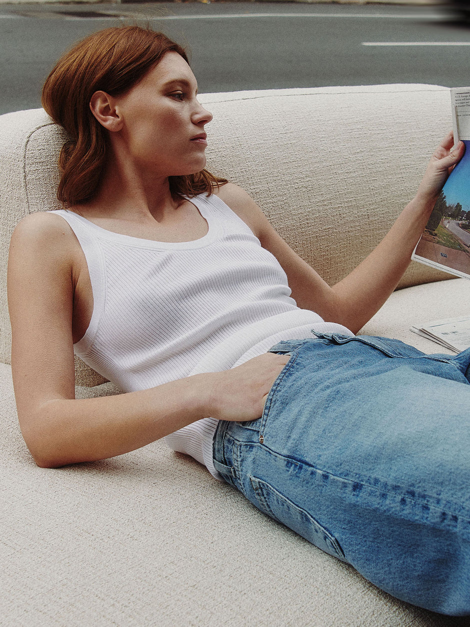 TWP Ivory Knit Tank in merino wool view 20