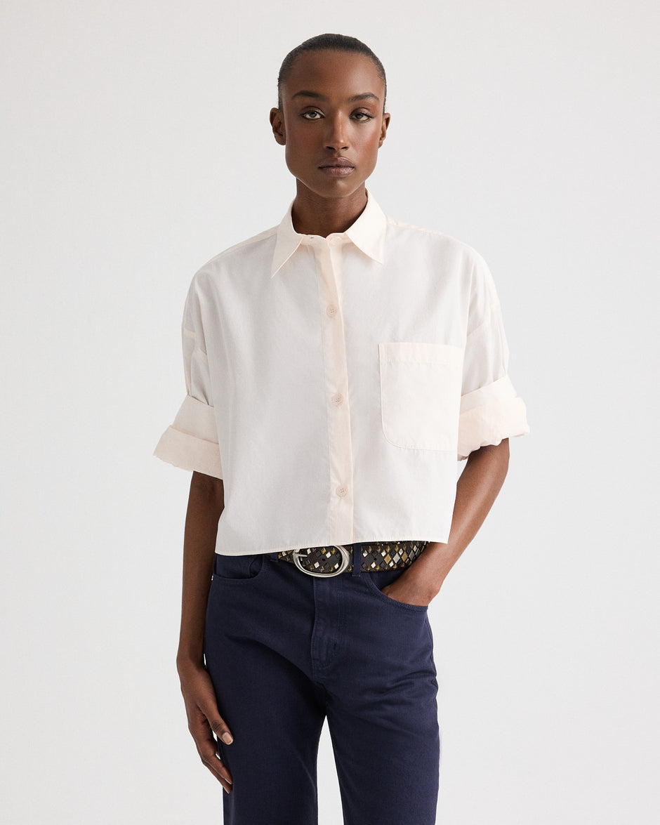 TWP Sheer pink Next Ex Shirt in Superfine Cotton view 2