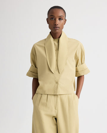 TWP Olive grey Tie One On Shirt in Superfine Cotton view 2