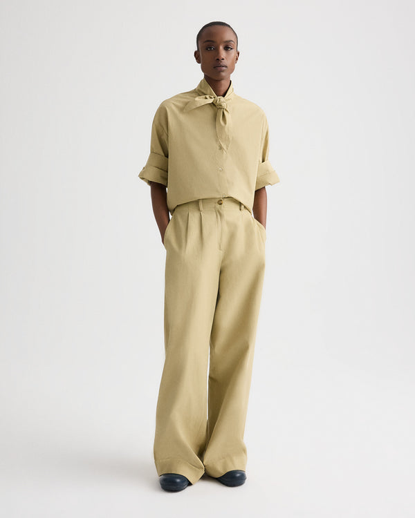 TWP Olive grey Tie One On Shirt in Superfine Cotton view 3