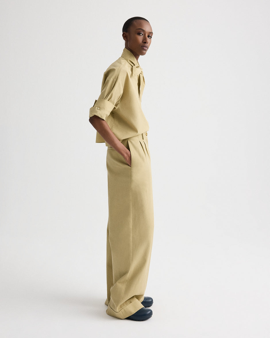 TWP Olive grey Tie One On Shirt in Superfine Cotton view 4