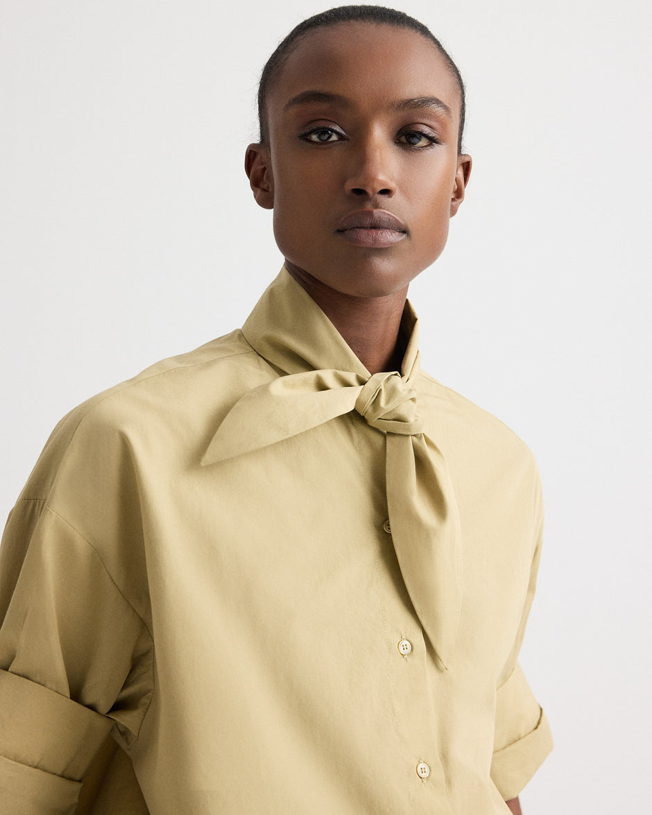 TWP Olive grey Tie One On Shirt in Superfine Cotton view 1