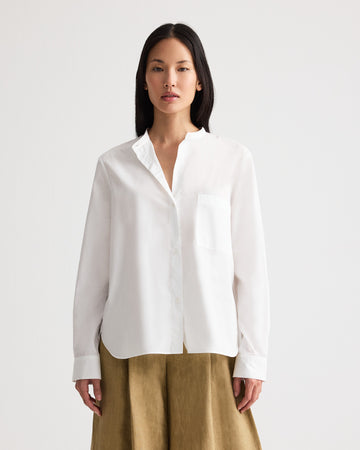 TWP White Tied Down Shirt in Superfine Cotton Shirting view 1