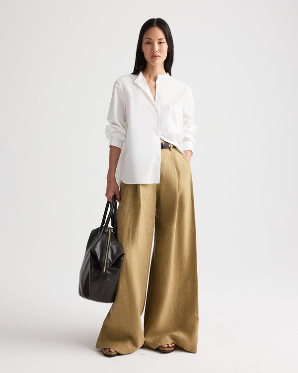 TWP White Tied Down Shirt in Superfine Cotton Shirting view 3