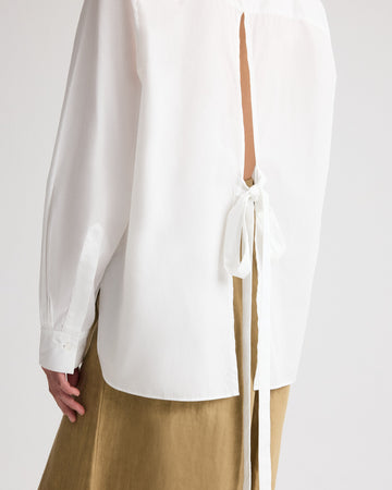 TWP White Tied Down Shirt in Superfine Cotton Shirting view 2
