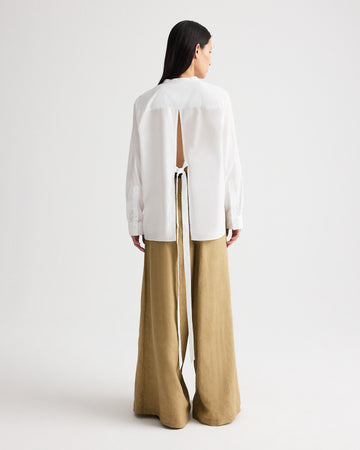 TWP White Tied Down Shirt in Superfine Cotton Shirting view 5