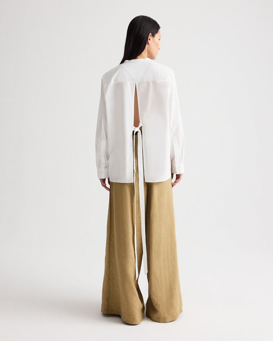 TWP White Tied Down Shirt in Superfine Cotton Shirting view 5