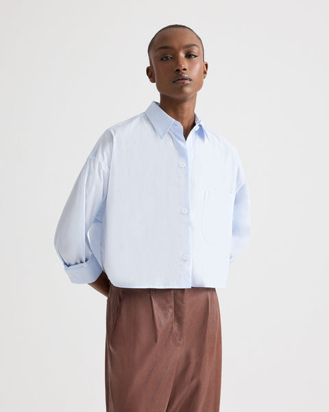 Baby blue Soon to be Ex Shirt | Blue Cropped Cotton Shirt | TWP