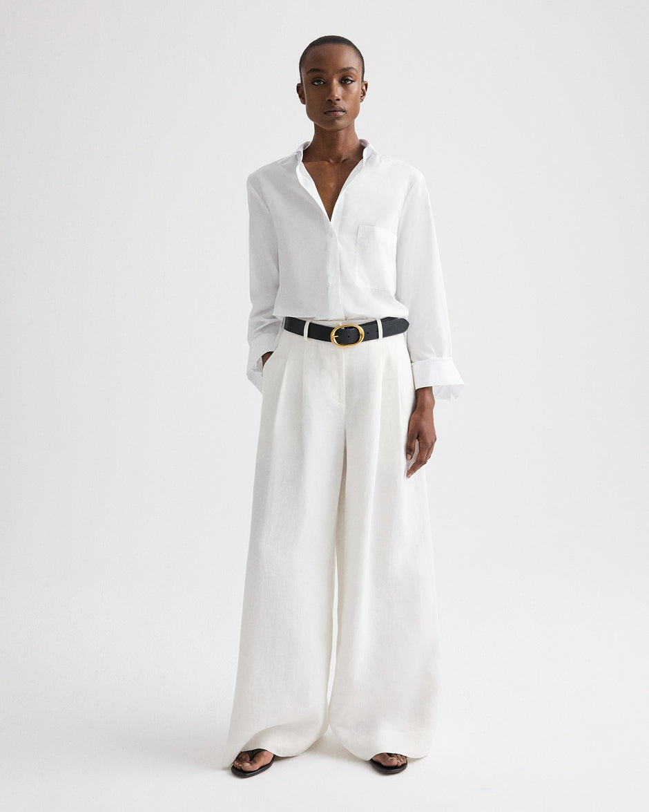 TWP White Next Morning Shirt in Superfine Cotton view 3