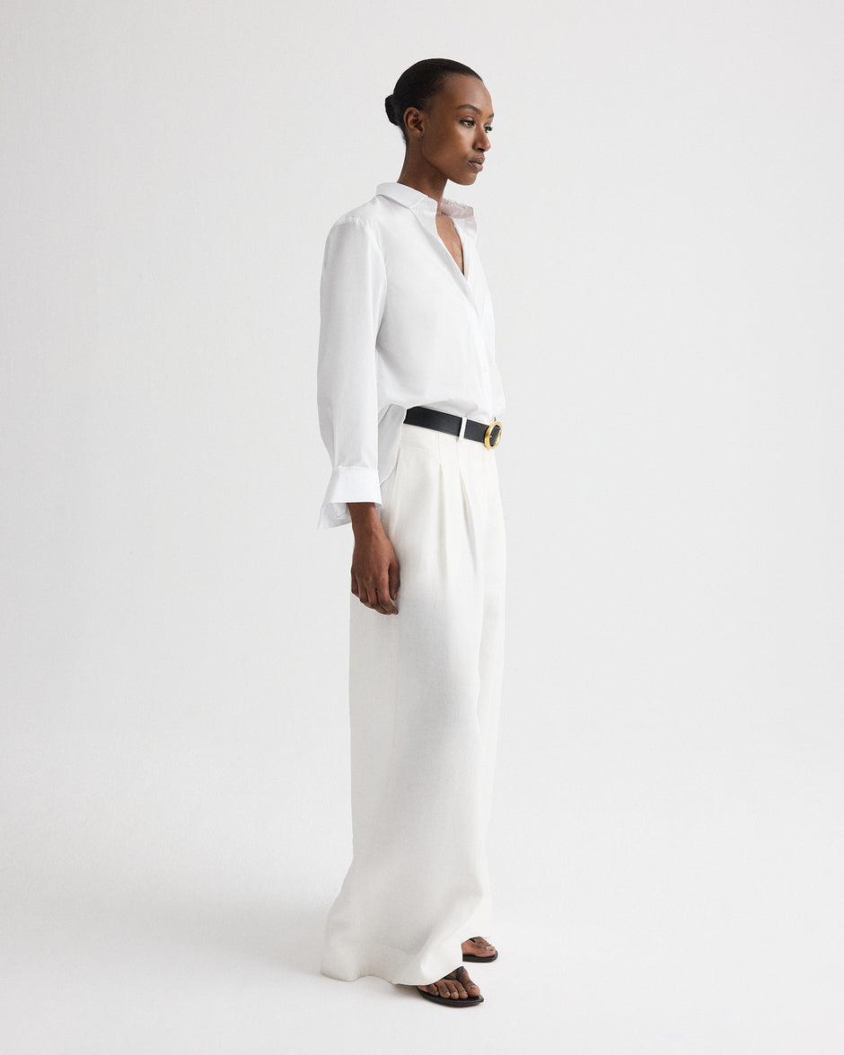 TWP White Next Morning Shirt in Superfine Cotton view 4