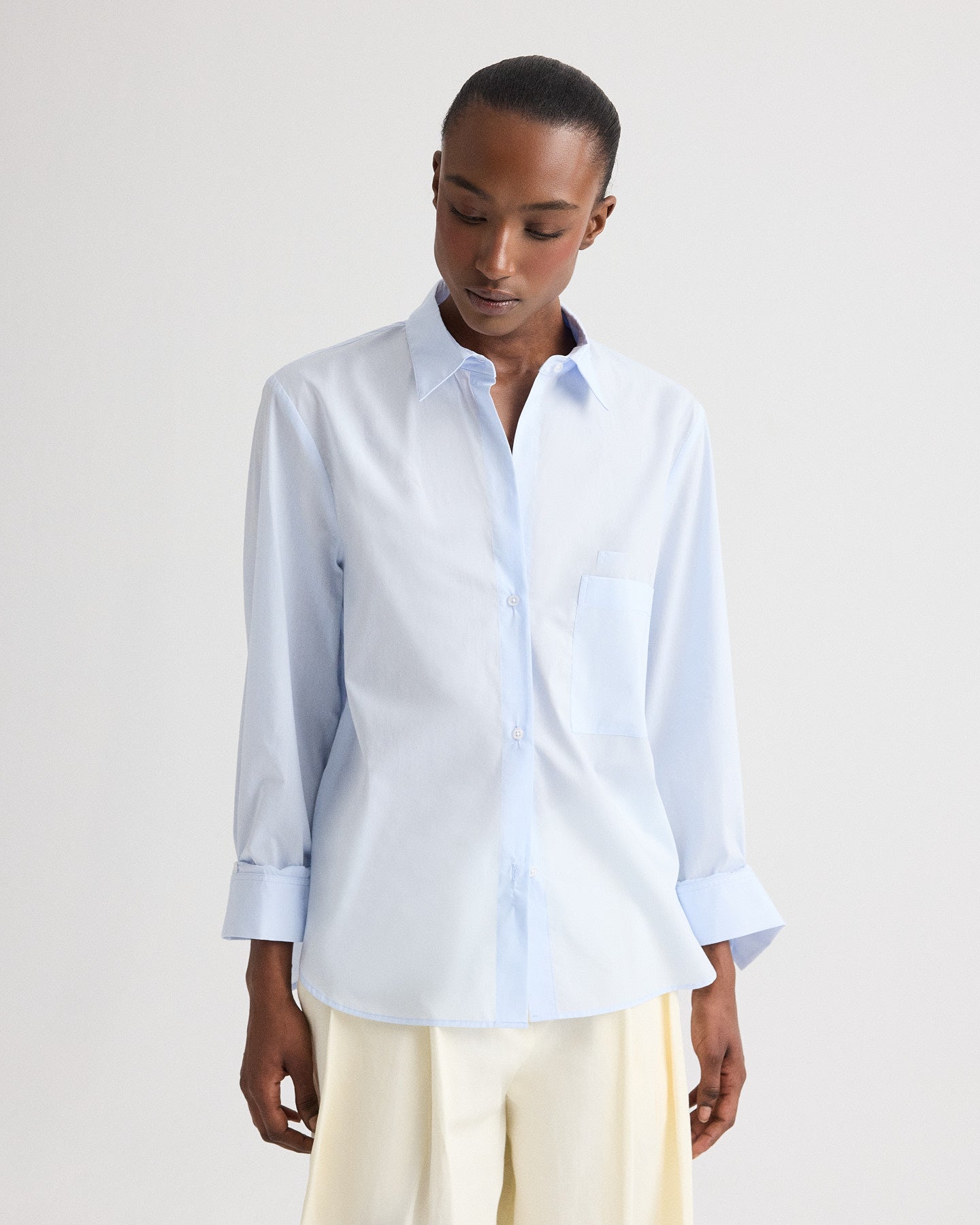 Baby blue Next Morning Shirt in Superfine Cotton | TWP